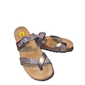Sanosan Nwot Women's Reese Sandals in Multi Glitter Comfort Plus Size 40 9